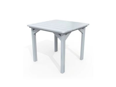 White Square Garden Patio Table With Simple Wooden Tabletop And Sturdy Legs 3d model