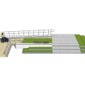 Road Facilities With Wheelchair Ramp Handrail Steps And Green Lawn Area