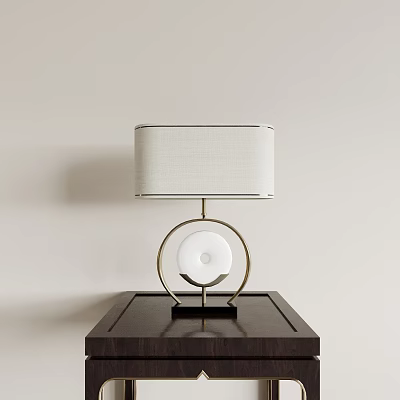 Modern Minimalist Table Lamp With Fabric Shade Gold Metal Frame And Wooden Base 3d model