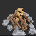 Cozy Rustic Fireplace Design With Stacked Wooden Logs And White Stone Surroundings