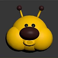 Cute Yellow Cartoon Caterpillar Toy with Purple Nose Black Eyes Red Antennae Orange Rings