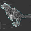 Feathered Reptile 3D Model With Orange White Plumage Standing Posture And Long Tail