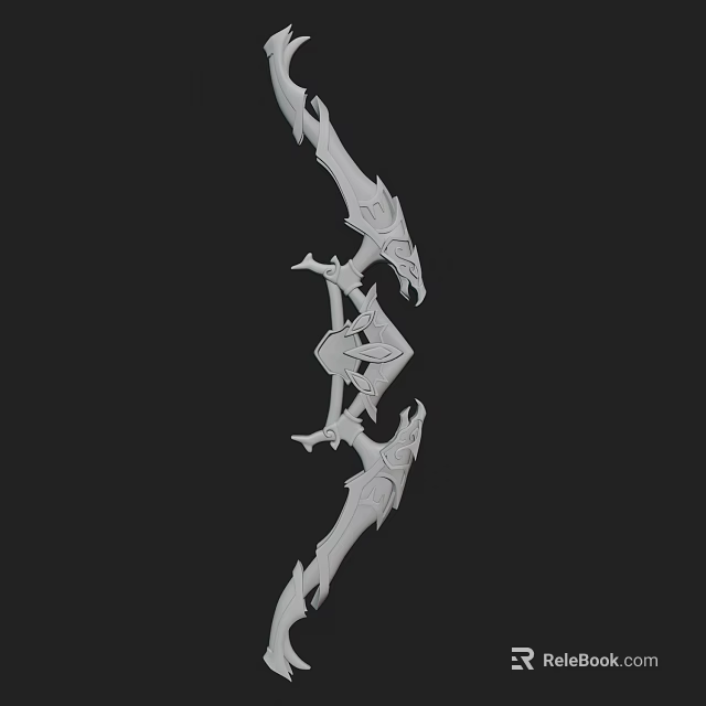 Fantasy Silver Bow Weapon With Intricate Decorative 3D Model Design 3d model