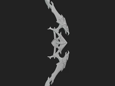 Fantasy Silver Bow Weapon With Intricate Decorative 3D Model Design 3d model