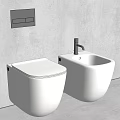 Modern Wall Mounted White Toilet and Bidet Design in Minimalist Bathroom