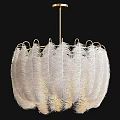 White Feather Decorated Golden Frame Modern Elegant Chandelier With Stylish Design