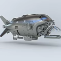 Modern Silver Military Warship Featuring Mechanical Arm And Advanced Equipment Systems