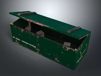 Green Worn Storage Box With Open Lid And Internal Compartments For Home Organization 3d model