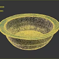Antique Greenish Blue Bronze Basin With Decorative Edge And Circular Shape