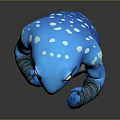 Blue Frog Cartoon Character With Wrist Wraps In Standing Pose 3D Model Design