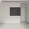 Sleek Modern White Wardrobe Interior With Dark Accent Panel And Storage Cabinets 3d model