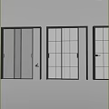 Modern Sliding Doors With Glass Panels And Black Frames For Interior Design 3d model