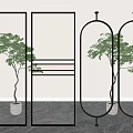 Modern Glass Room Dividers With Black Frames Wooden Accents Striped Panels And Oval Shapes