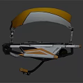 Futuristic Mechanical Vehicle Design with Yellow White Dome Tracked Chassis and Glowing Details