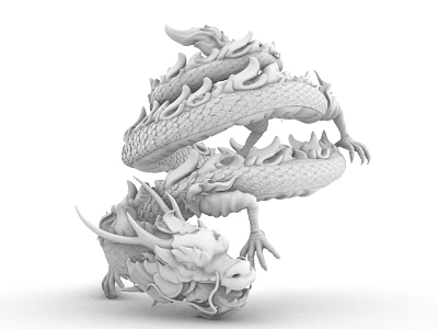 Detailed Dragon Sculpture 3D Model With Intricate Scales And Dynamic Posture 3d model