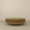 Modern Round Coffee Table With Beige Top And Brown Striped Design 3d model