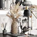 Elegant Decorative Ornament Set With Classical Sculpture Head Angel Wings Books Dried Flowers And Vases