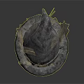 Worn Gray Wizard Hat With Straw Accents And Textured Fabric Design