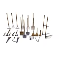 Essential Garden Tools Collection with Rakes Shovels Hoes Brooms and Shears