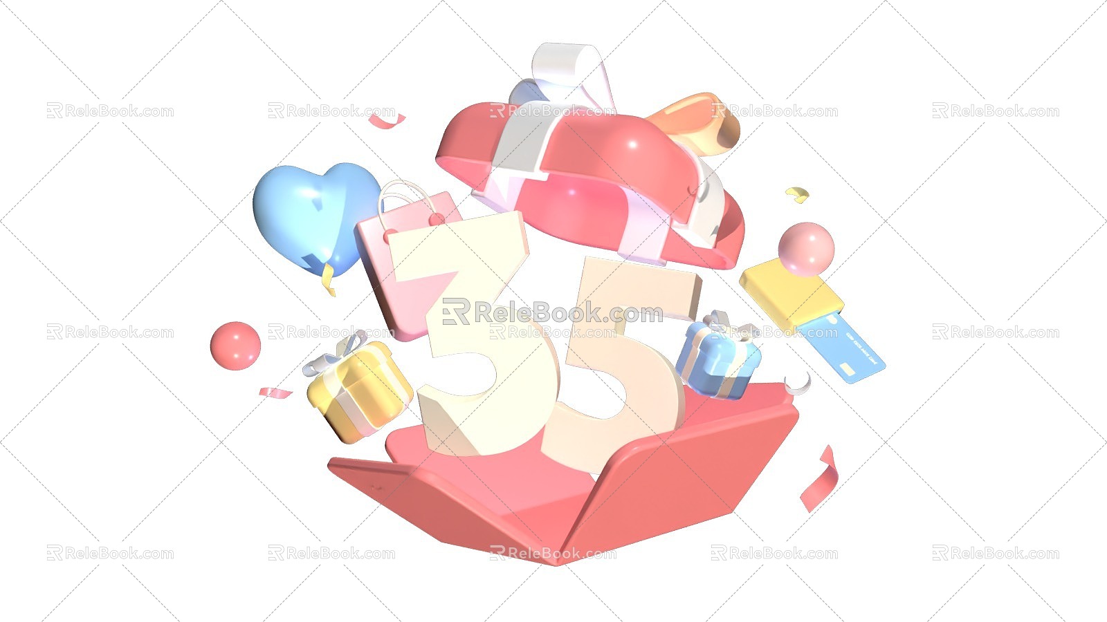 Holiday gift bag 3535 gift opening 3d model