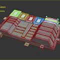 3D Rendered Industrial Component With Gray Base White Modules Orange Strip And Mounting Brackets
