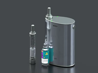 Silver Household Container With Small Cleaning Bottle And Slender Nozzle Accessory 3d model