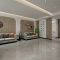 Modern Reception Area Interior With Sofas Plant Large Windows And Logo Partition Wall 3d model