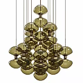Modern Amber Glass Pendant Lights With Spherical Cluster Design