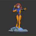 Woman Action Figure With Red Hair Blue And Orange Outfit On Ice Like Base
