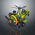 Green Passenger Plane Model Toy Featuring Propeller Yellow and Black Decorative Details