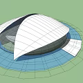 Modern Architectural Exterior With Streamlined Curved White Panels And Dark Glass