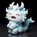 Cute Blue Dragon Figure With Curly Horns And Smiling Face For Popular Photo Spot
