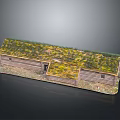 Detailed Wooden Model House With Green Yellow Vegetation Roof Windows Door And Brown Base