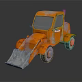 Orange Toy Loader With Frost Covered Surface On Dark Reflective Background 3d model