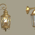 Golden Classic Wall Mounted Lamps With Glass Panels And Ornate Design