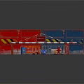 Road Construction Safety Components With Red Blue Gates Barriers Fire Hydrants Cones And Signs