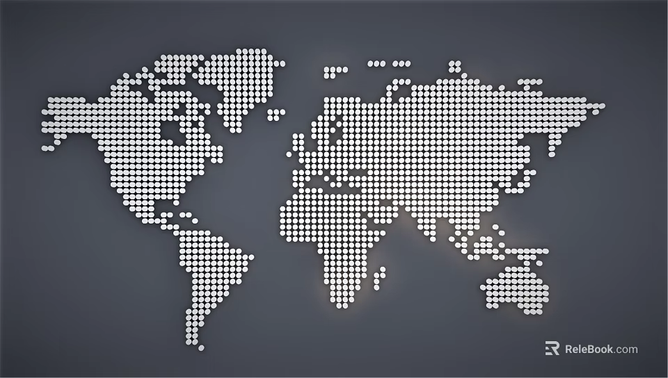 Abstract World Map Design With White Dot Pattern On Gray Background 3d model 
