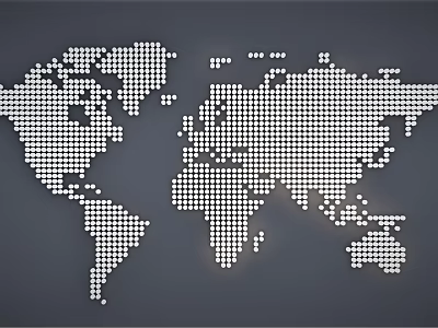 Abstract World Map Design With White Dot Pattern On Gray Background 3d model