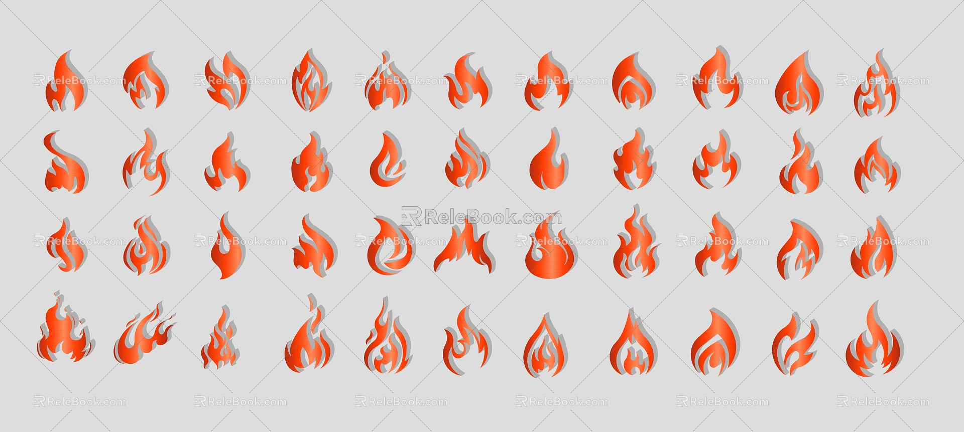 Flame pattern icon wall decoration pendant red burning flame decoration icon 3d model