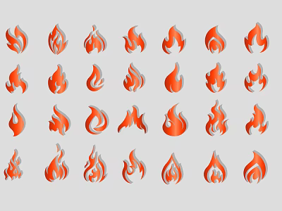 Red Flame Wall Decor With Various Artistic Designs For Home Decoration 3d model