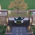 Modern Pergola Outdoor Design With Green Grass Tree Stone Floor And Fountain