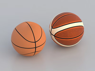 Two Different Designed Basketballs As High Quality Sports Equipment Orange And White Striped 3d model
