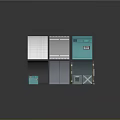 3D Model Of Modular Structure With Blue Gray Panels Square Blocks And Frames 3d model