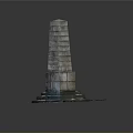 Ancient Stone Obelisk Architecture With Multi Layered Structure Square Base And Colorful Platform 3d model