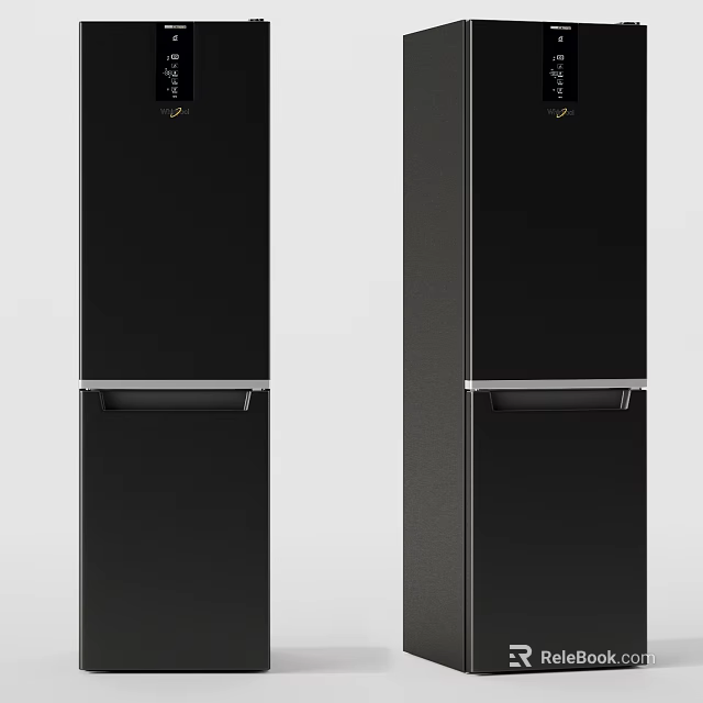 Modern Black Side by Side Refrigerator Freezer With Sleek Design And Freezer Drawer 3d model 