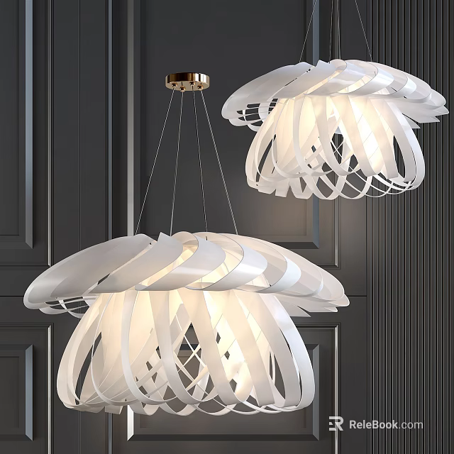 Modern White Pendant Light With Unique Layered Design For Home Interior Ceiling Decor 3d model 