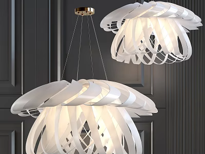 Modern White Pendant Light With Unique Layered Design For Home Interior Ceiling Decor 3d model