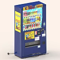 Blue Commercial Vending Machine With Display Window And Various Beverages As Commercial Equipment