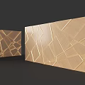 Two Golden Geometric Pattern Background Walls with Irregular Lines in Light Luxury Style 3d model