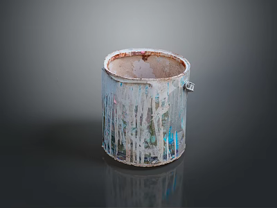 Sturdy Metal Hardware Tools Storage Bucket With Paint Marks And Handle 3d model